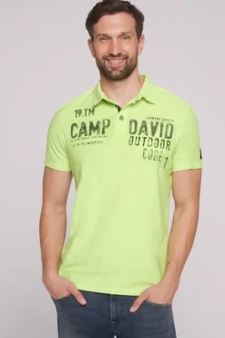 Cheap CAMP DAVID & SOCCX Polo mit Schultertapes und Logo Artwork poison ivy poisonivy