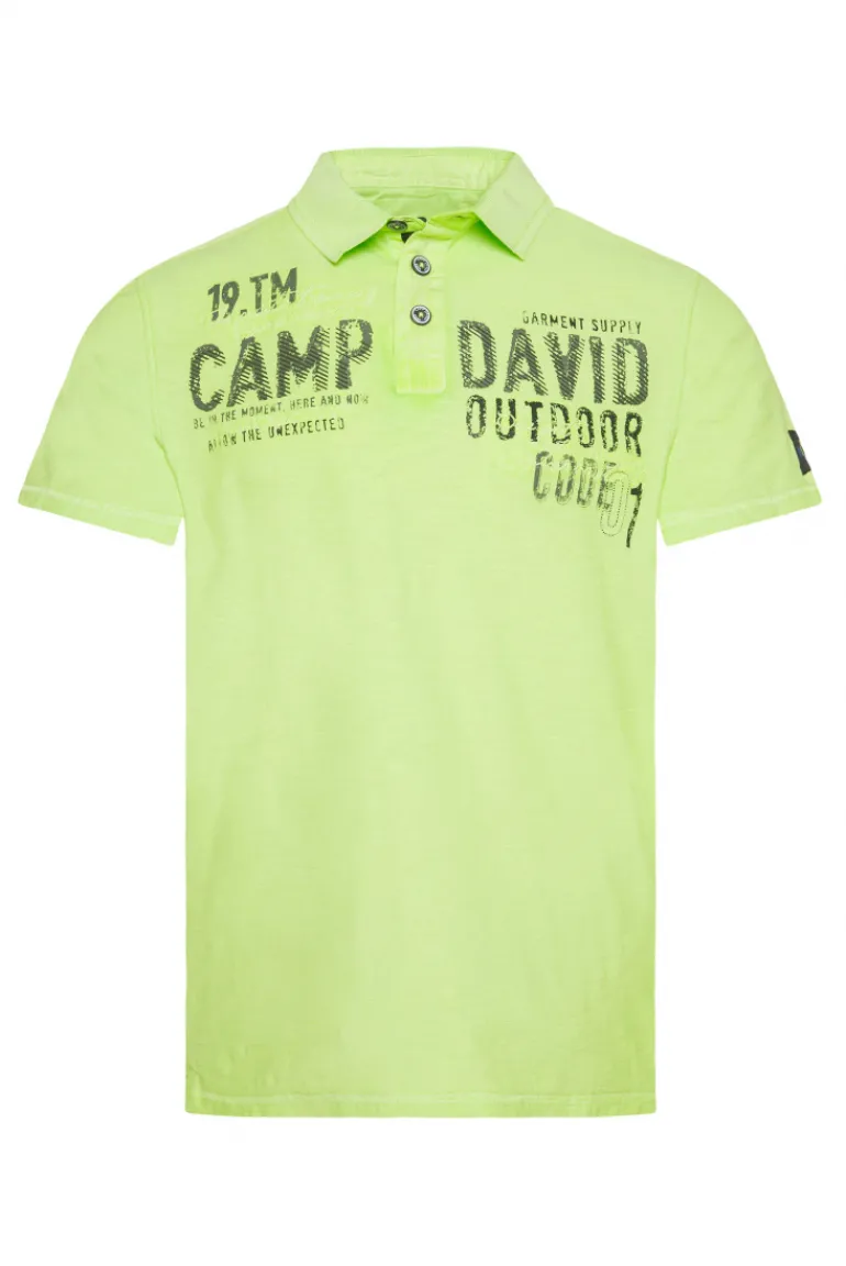Cheap CAMP DAVID & SOCCX Polo mit Schultertapes und Logo Artwork poison ivy poisonivy