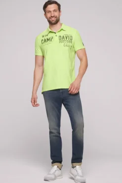 Cheap CAMP DAVID & SOCCX Polo mit Schultertapes und Logo Artwork poison ivy poisonivy