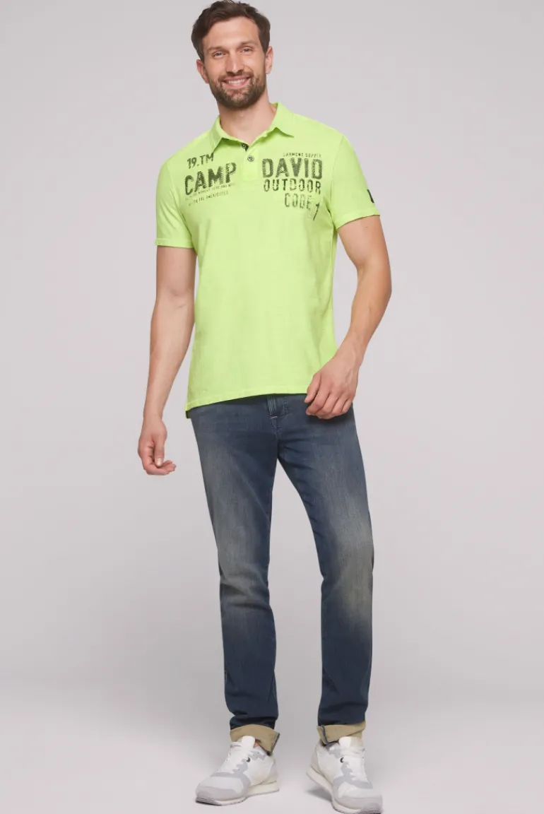 Cheap CAMP DAVID & SOCCX Polo mit Schultertapes und Logo Artwork poison ivy poisonivy