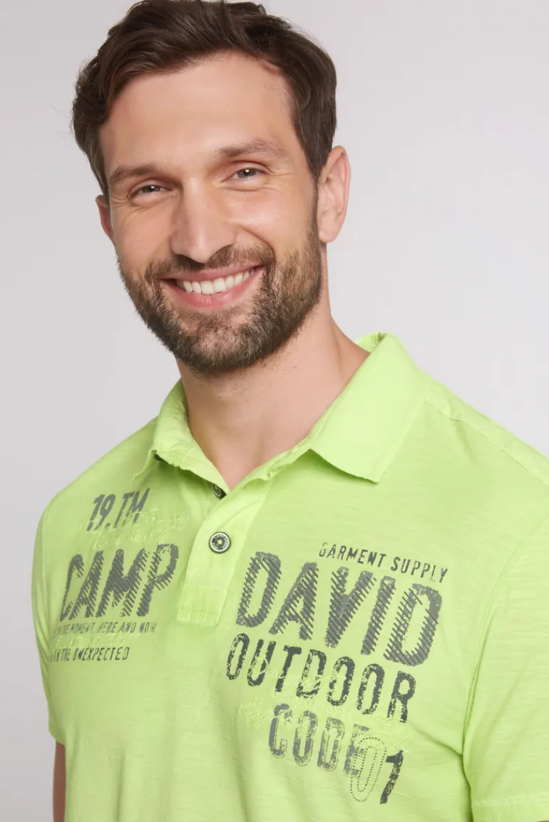 Cheap CAMP DAVID & SOCCX Polo mit Schultertapes und Logo Artwork poison ivy poisonivy
