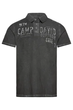 Best Sale CAMP DAVID & SOCCX Polo mit Schultertapes und Logo Artwork granite