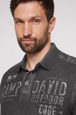 Best Sale CAMP DAVID & SOCCX Polo mit Schultertapes und Logo Artwork granite