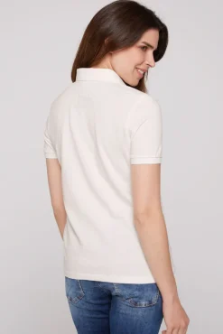 New CAMP DAVID & SOCCX Poloshirt aus Pikee mit Glitter Print ivory