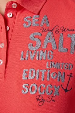 Best CAMP DAVID & SOCCX Poloshirt aus Pikee mit Glitter Print skipper red skipperred