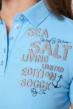 Store CAMP DAVID & SOCCX Poloshirt aus Pikee mit Glitter Print aqua