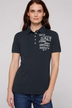 Discount CAMP DAVID & SOCCX Poloshirt aus Pikee mit Glitter Print classic navy classicnavy