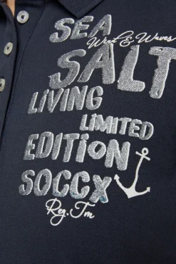 Discount CAMP DAVID & SOCCX Poloshirt aus Pikee mit Glitter Print classic navy classicnavy