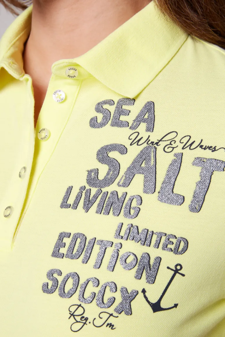 Flash Sale CAMP DAVID & SOCCX Poloshirt aus Pikee mit Glitter Print sunlight