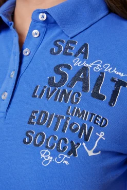 Discount CAMP DAVID & SOCCX Poloshirt aus Pikee mit Glitter Print deep sky deepsky