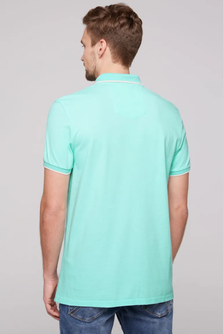 Discount CAMP DAVID & SOCCX Poloshirt aus Pikee mit Print Artwork aqua green | S aquagreen