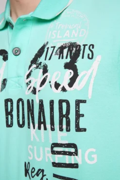 Discount CAMP DAVID & SOCCX Poloshirt aus Pikee mit Print Artwork aqua green | S aquagreen