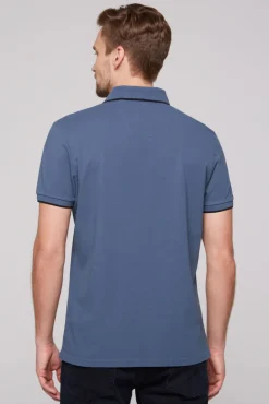 Clearance CAMP DAVID & SOCCX Poloshirt aus Pikee mit Print Artwork blue haze bluehaze