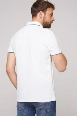 Best Sale CAMP DAVID & SOCCX Poloshirt aus Pikee mit Print Artwork opticwhite