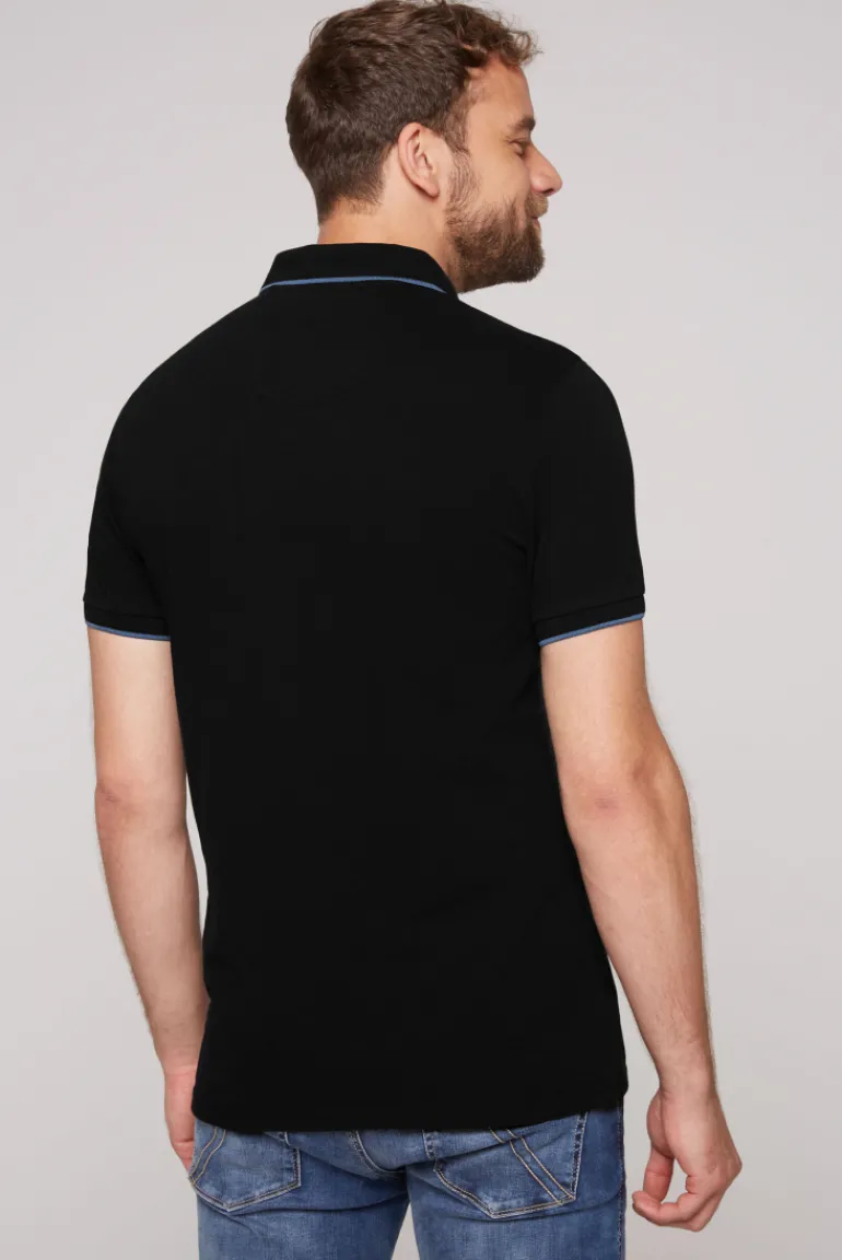 Cheap CAMP DAVID & SOCCX Poloshirt aus Pikee mit Print Artwork black