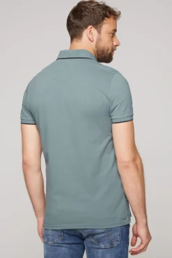 Discount CAMP DAVID & SOCCX Poloshirt aus Pikee mit Print Artwork grey green greygreen