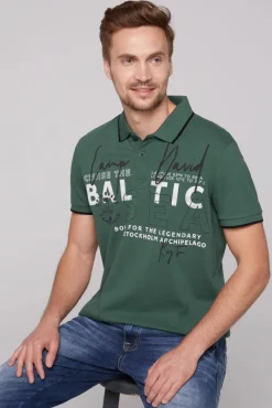 Cheap CAMP DAVID & SOCCX Poloshirt aus Pikee mit Rubber Print dark green darkgreen