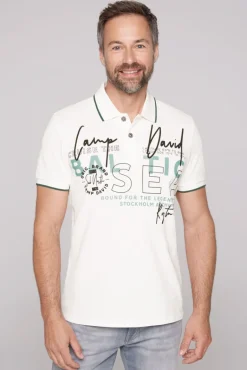 Discount CAMP DAVID & SOCCX Poloshirt aus Pikee mit Rubber Print ivory