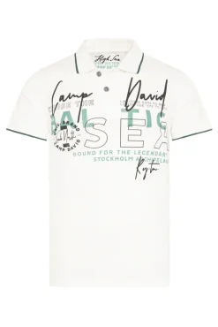 Discount CAMP DAVID & SOCCX Poloshirt aus Pikee mit Rubber Print ivory