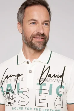 Discount CAMP DAVID & SOCCX Poloshirt aus Pikee mit Rubber Print ivory