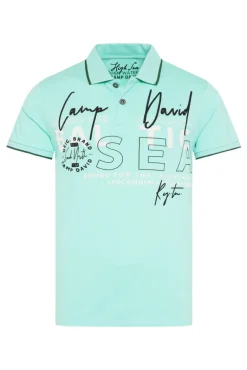 Discount CAMP DAVID & SOCCX Poloshirt aus Pikee mit Rubber Print flash aqua | M flashaqua