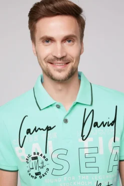 Discount CAMP DAVID & SOCCX Poloshirt aus Pikee mit Rubber Print flash aqua | M flashaqua