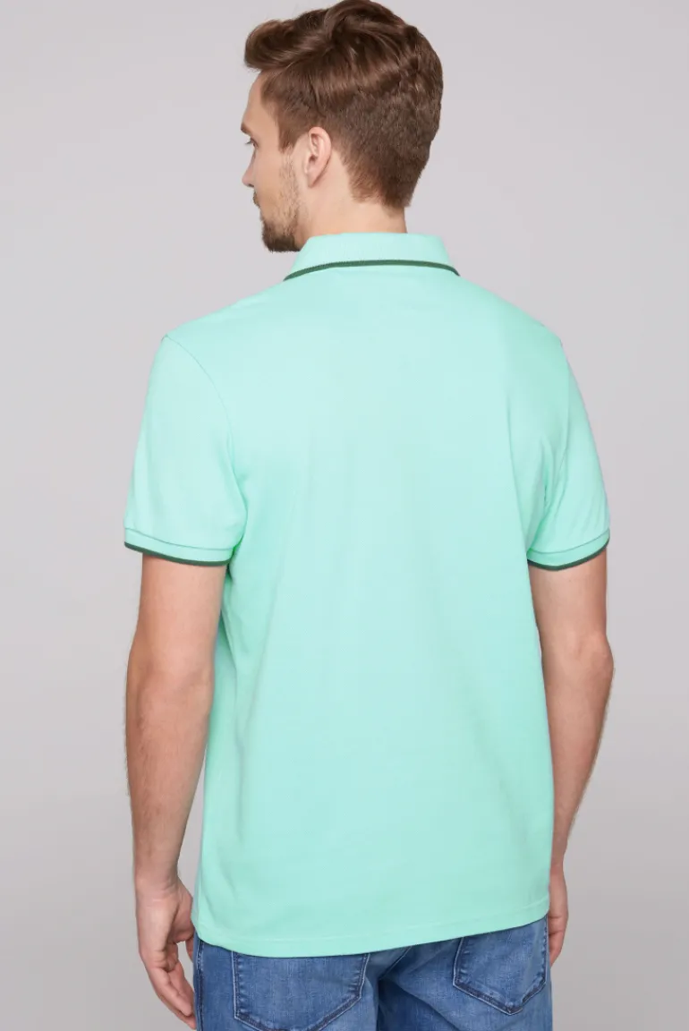 Discount CAMP DAVID & SOCCX Poloshirt aus Pikee mit Rubber Print flash aqua | M flashaqua