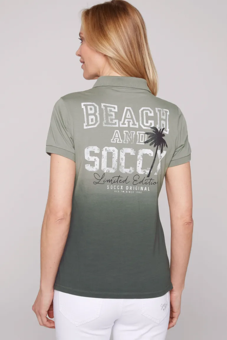 Store CAMP DAVID & SOCCX Poloshirt Dip Dye mit Rücken-Artwork sage green sagegreen
