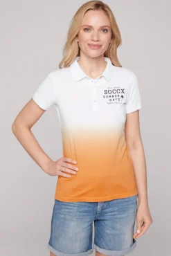 Cheap CAMP DAVID & SOCCX Poloshirt Dip Dye mit Rücken-Artwork sunstone