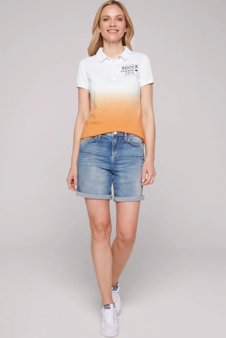 Cheap CAMP DAVID & SOCCX Poloshirt Dip Dye mit Rücken-Artwork sunstone