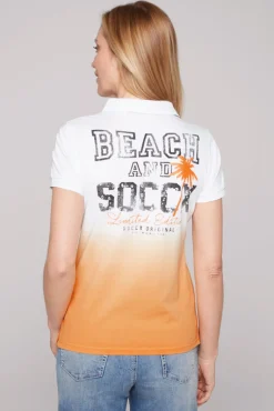 Cheap CAMP DAVID & SOCCX Poloshirt Dip Dye mit Rücken-Artwork sunstone