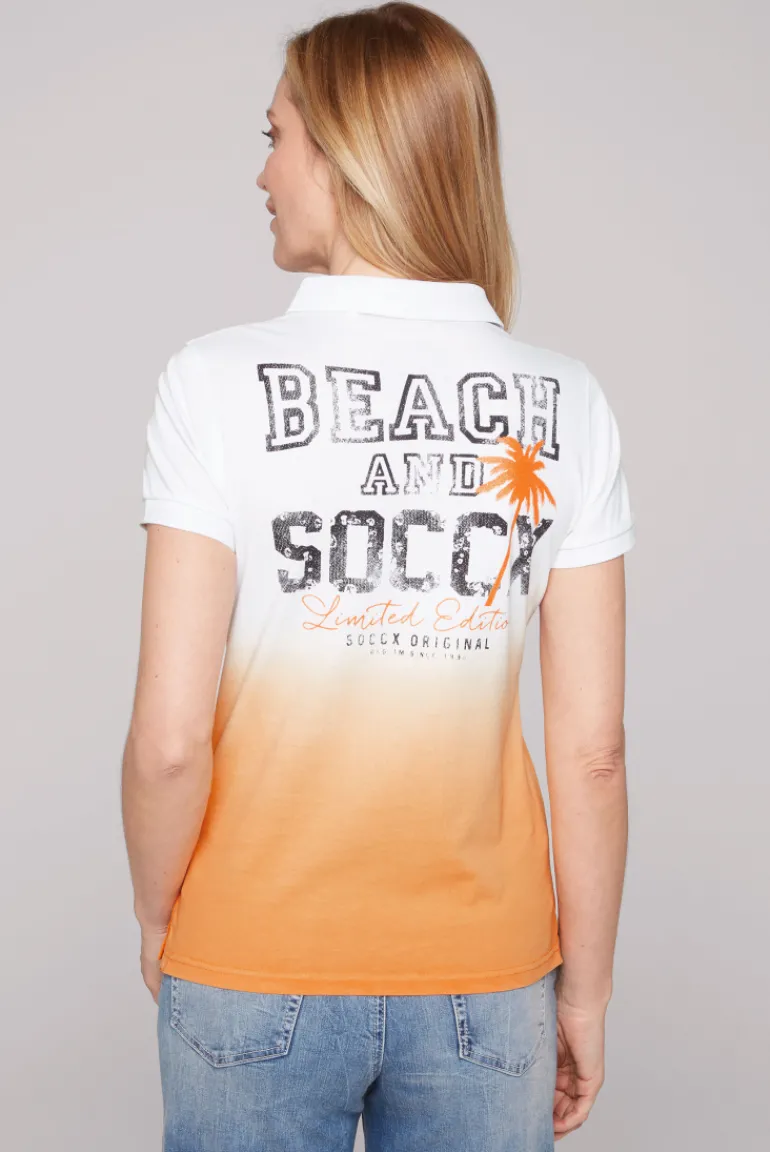 Cheap CAMP DAVID & SOCCX Poloshirt Dip Dye mit Rücken-Artwork sunstone