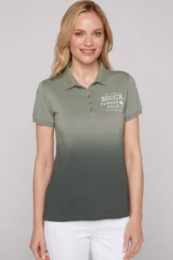 New CAMP DAVID & SOCCX Poloshirt Dip Dye mit Rücken-Artwork sage green sagegreen