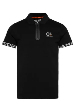 Sale CAMP DAVID & SOCCX Poloshirt mit Zipper und reflektierenden Prints black