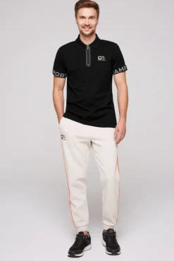 Sale CAMP DAVID & SOCCX Poloshirt mit Zipper und reflektierenden Prints black