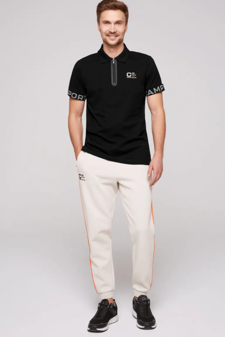 Sale CAMP DAVID & SOCCX Poloshirt mit Zipper und reflektierenden Prints black