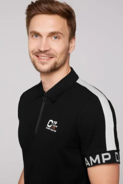 Sale CAMP DAVID & SOCCX Poloshirt mit Zipper und reflektierenden Prints black