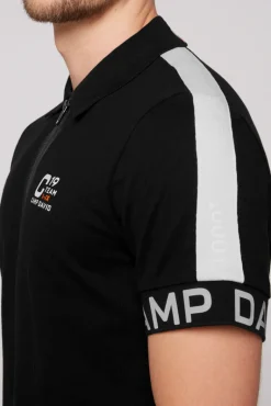 Sale CAMP DAVID & SOCCX Poloshirt mit Zipper und reflektierenden Prints black