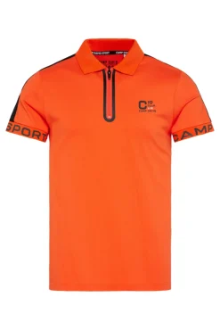 Clearance CAMP DAVID & SOCCX Poloshirt mit Zipper und kontrastvollen Prints signal orange signalorange