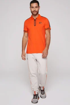 Clearance CAMP DAVID & SOCCX Poloshirt mit Zipper und kontrastvollen Prints signal orange signalorange