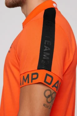 Clearance CAMP DAVID & SOCCX Poloshirt mit Zipper und kontrastvollen Prints signal orange signalorange