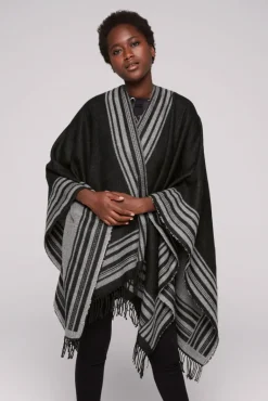 Store CAMP DAVID & SOCCX Poncho mit Streifen-Design und Fransen black / grey