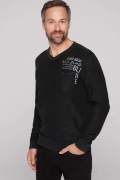 Store CAMP DAVID & SOCCX Pullover Linksstrick mit Used Look black