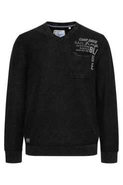 Store CAMP DAVID & SOCCX Pullover Linksstrick mit Used Look black