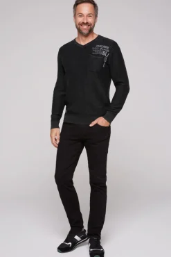 Store CAMP DAVID & SOCCX Pullover Linksstrick mit Used Look black