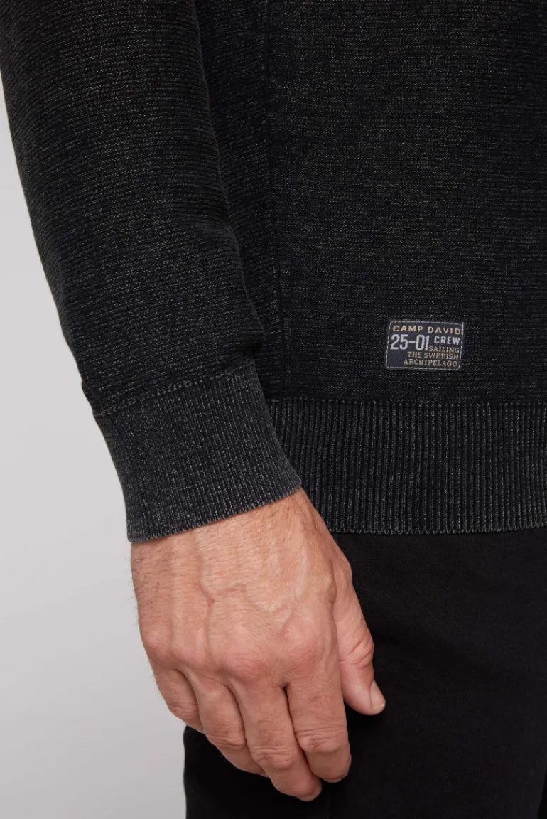 Store CAMP DAVID & SOCCX Pullover Linksstrick mit Used Look black