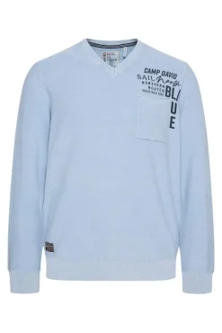 Cheap CAMP DAVID & SOCCX Pullover Linksstrick mit Used Look summer blue summerblue