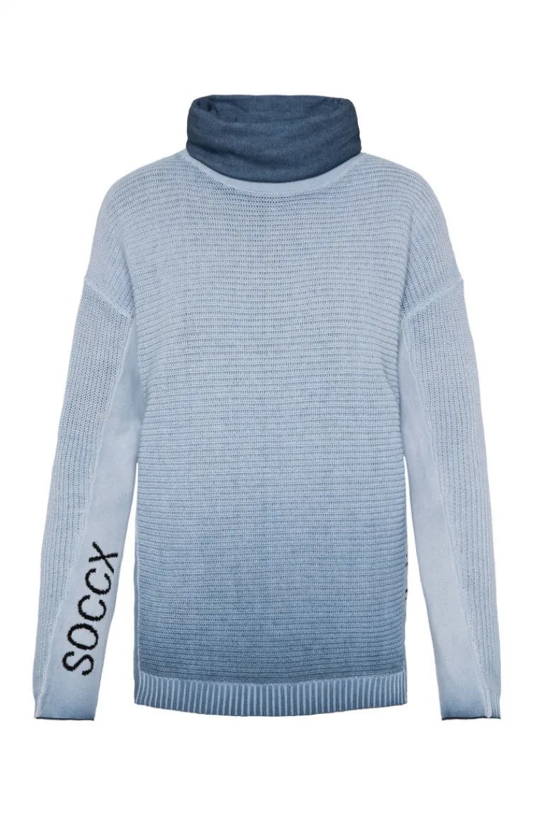 Outlet CAMP DAVID & SOCCX Pullover mit Rollkragen und Intarsia-Logo smoky sky smokysky