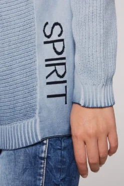 Outlet CAMP DAVID & SOCCX Pullover mit Rollkragen und Intarsia-Logo smoky sky smokysky