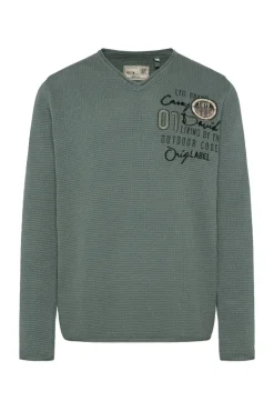 Cheap CAMP DAVID & SOCCX Pullover mit V-Ausschnitt und Artworks deep forest deepforest